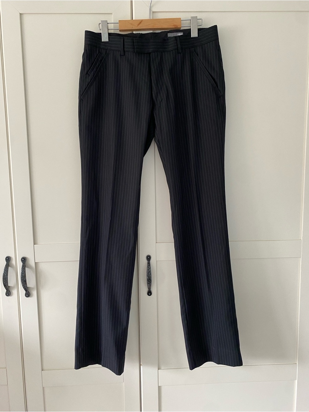 H&M Men’s Black Pinstripe Trousers – Tailored Dress Pants – Size 33